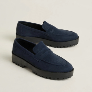Chunky Suede Loafers – Navy