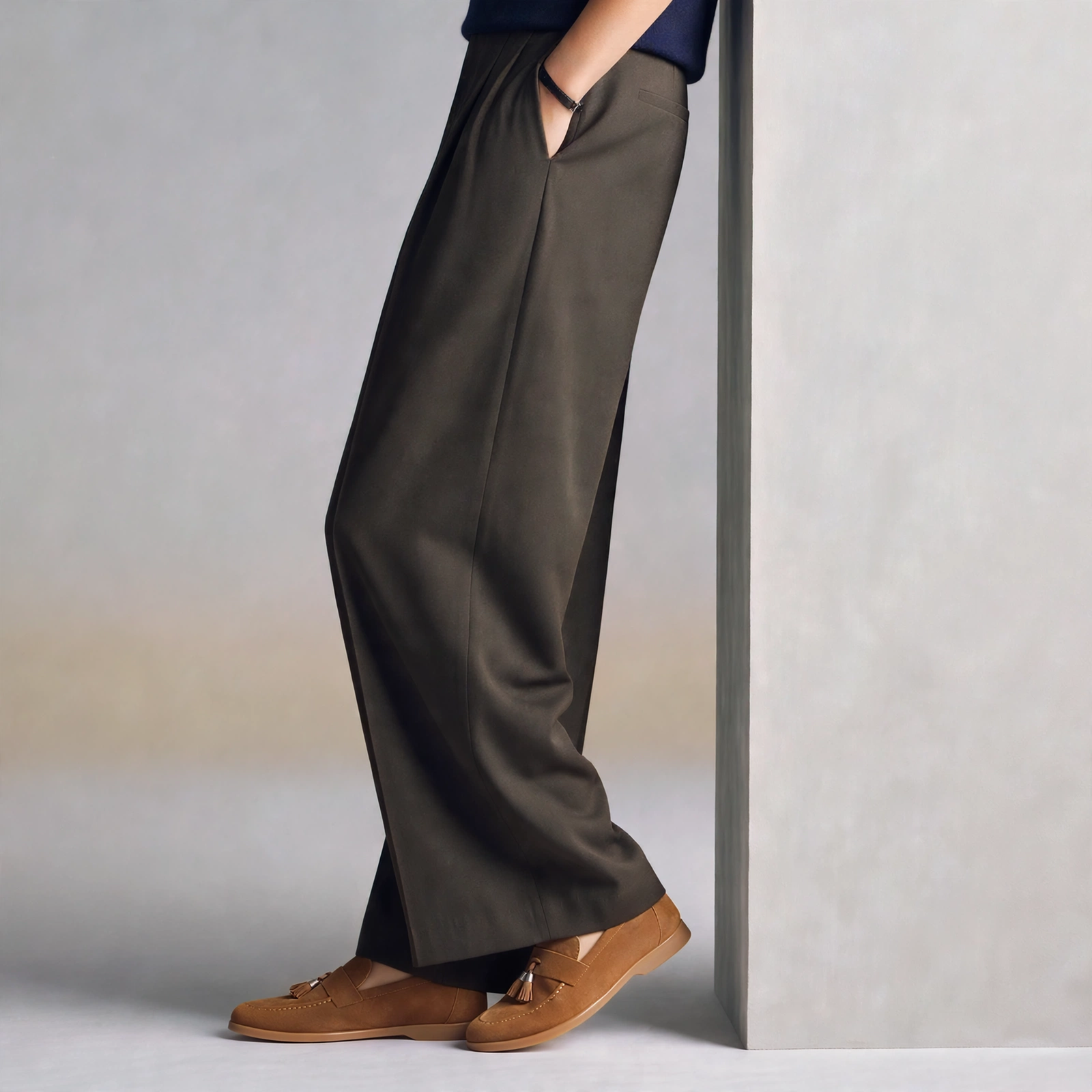 Tassel Suede Casual Loafers - Tan - Image 2
