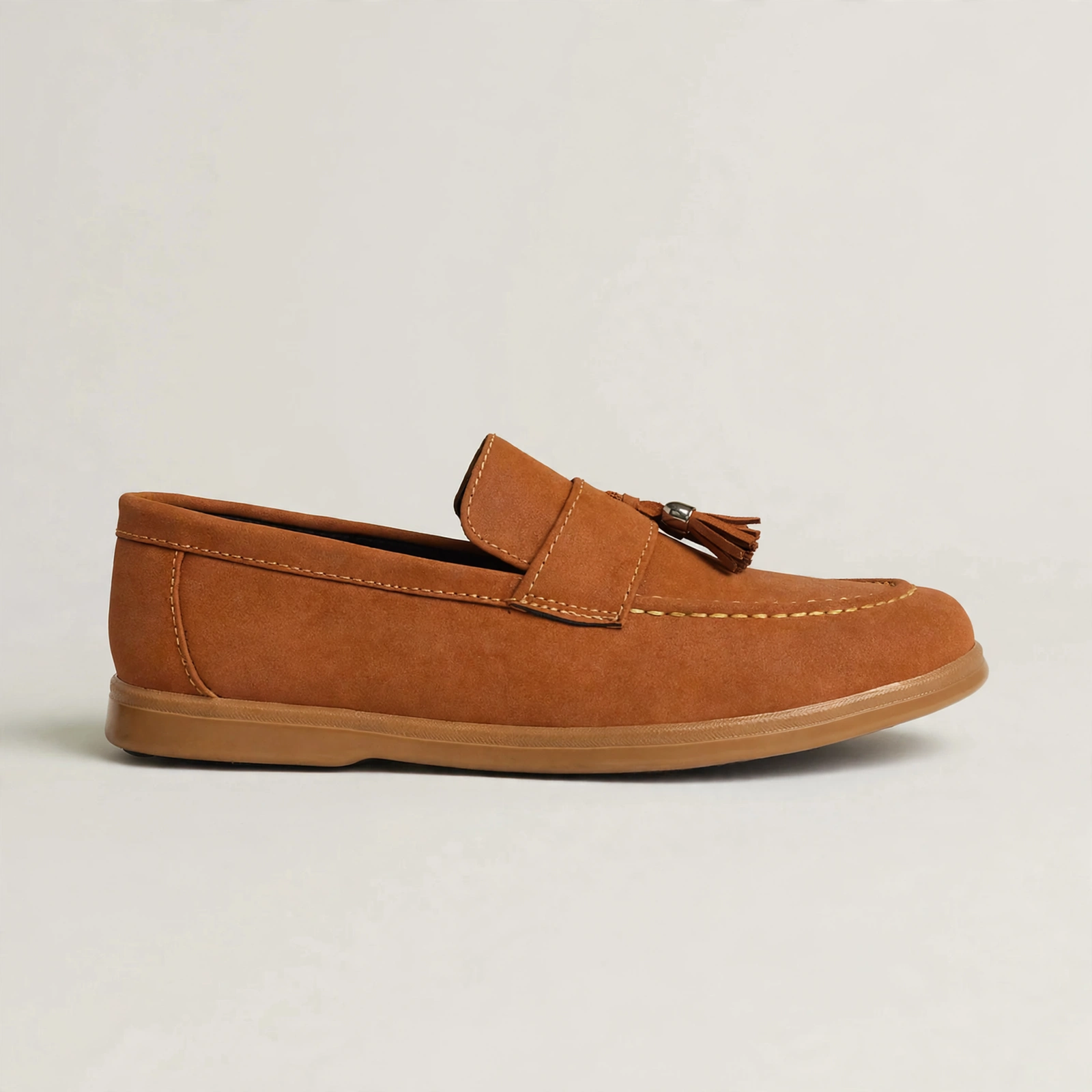 Tassel Suede Casual Loafers - Tan - Image 3