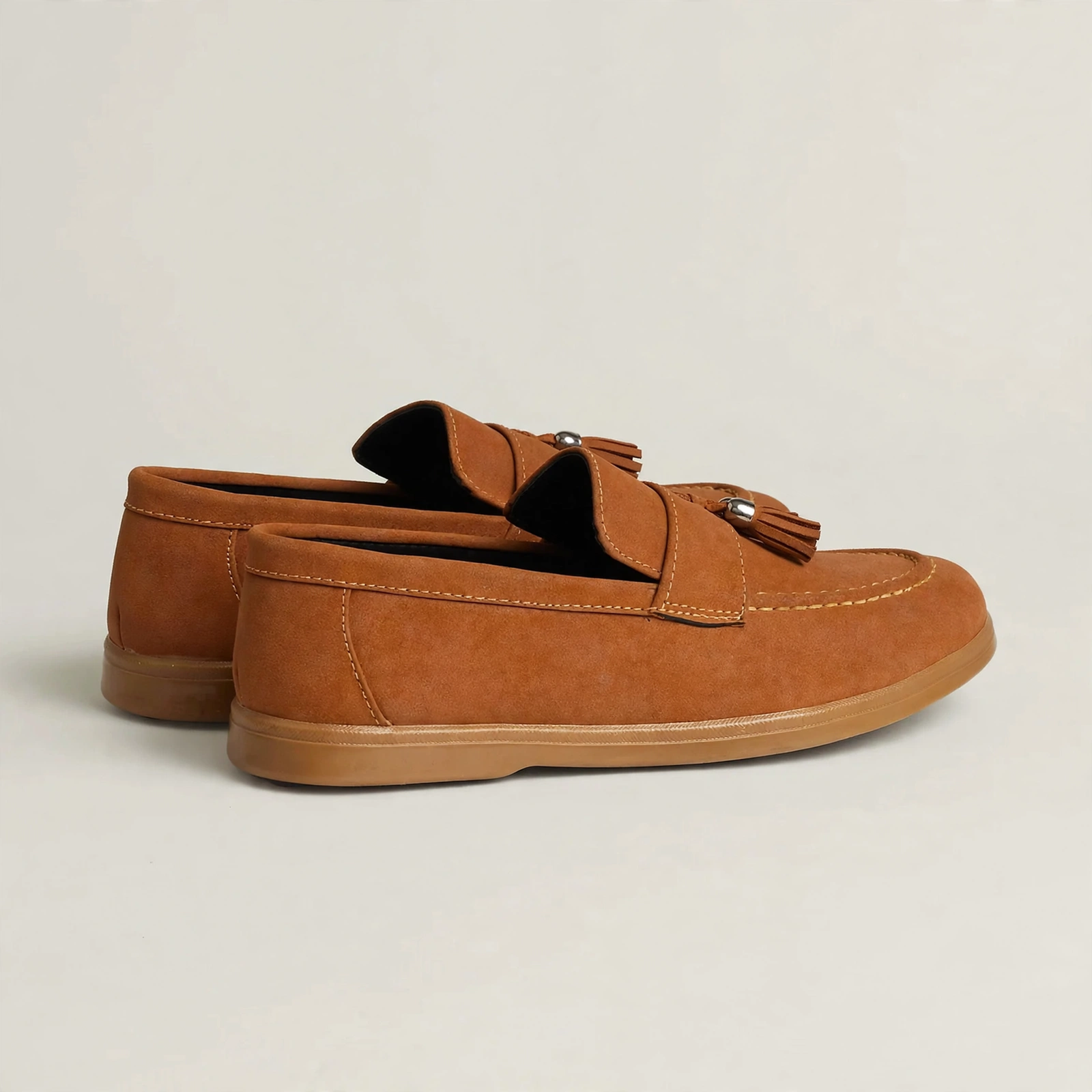 Tassel Suede Casual Loafers - Tan - Image 4